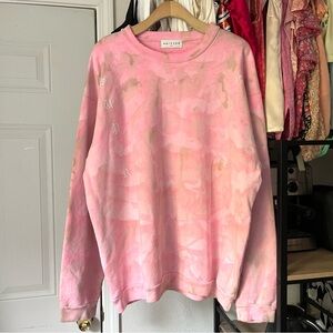 DRIFTER pink tie dye crew neck text font long sleeve‎ oversized sweater